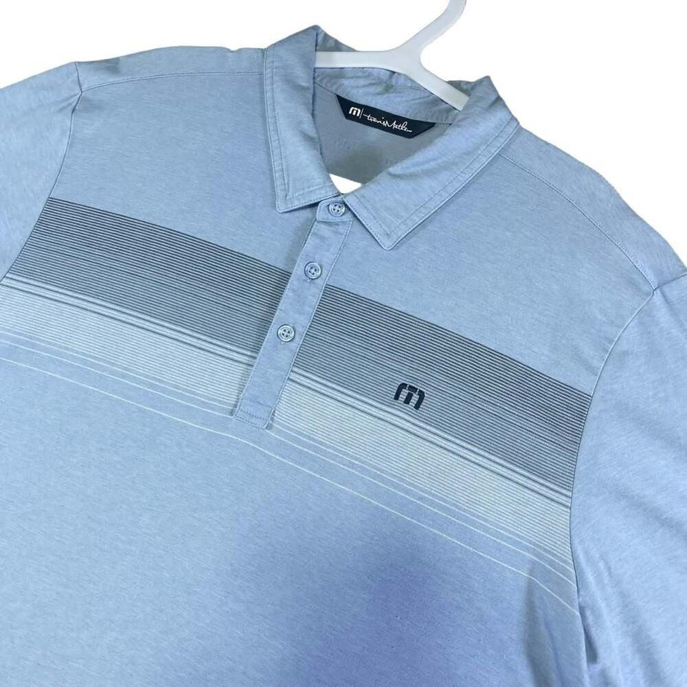 TravisMathew Coastal Stripe Pebble Beach Golf Links Polo Shirt Men's XL Blue